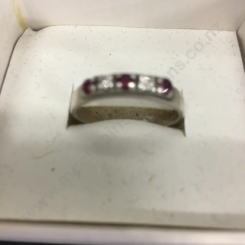 Ruby & Clear Stone Ring Stamped 925 Image 1++